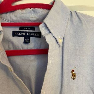 Ralph Lauren pale blue button up. Size 6 slim fit.